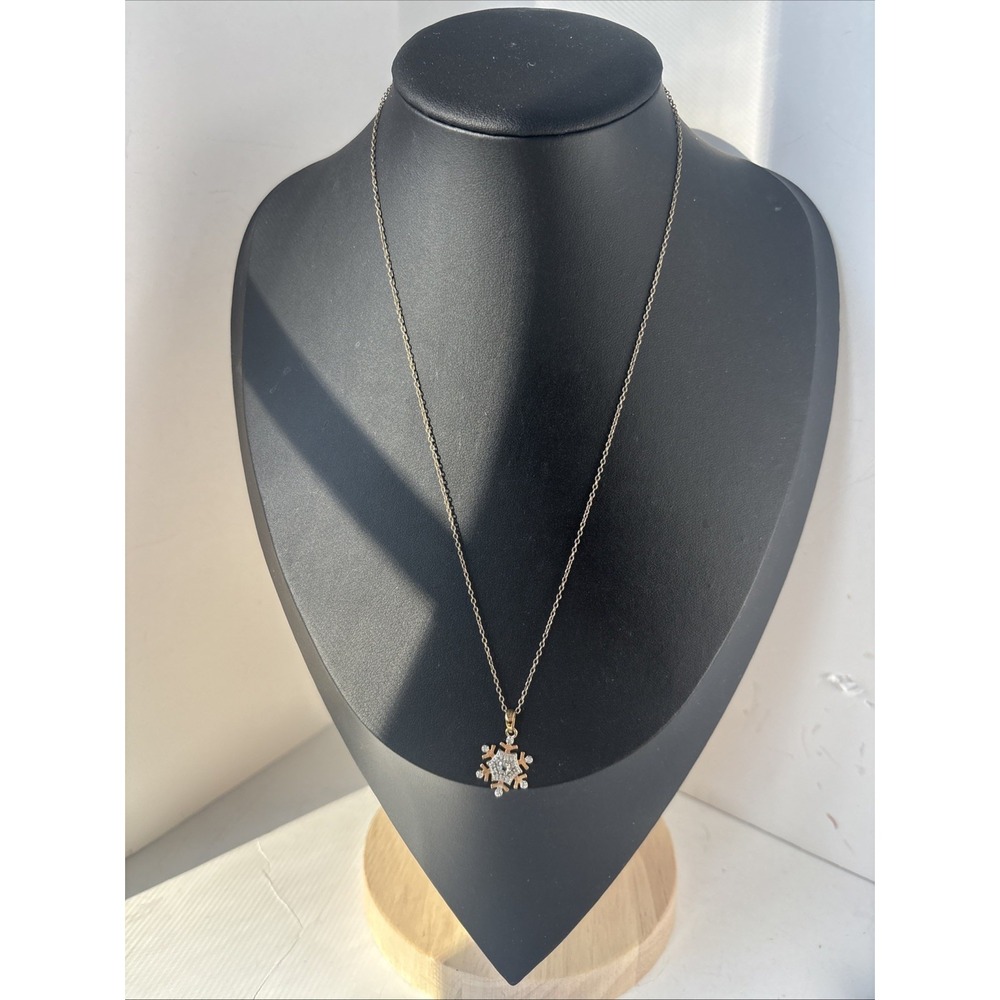 Ross Simons Gold Over Sterling Silver Topaz Diamond Snowflake Necklace 925 Chain